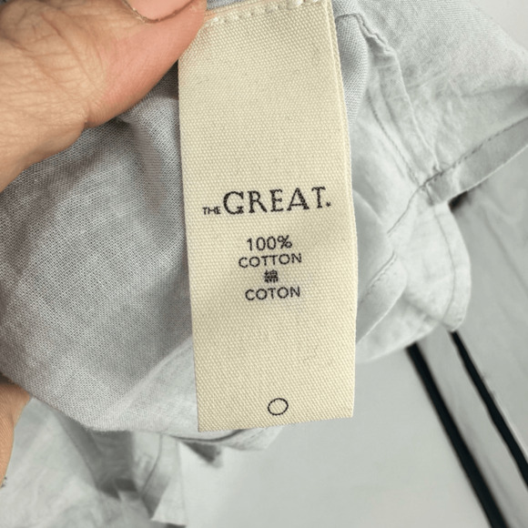 The Great Bustier Embroidered Eyelet Bow Tie Back Camelia Midi Dress M Blue - Picture 6 of 13